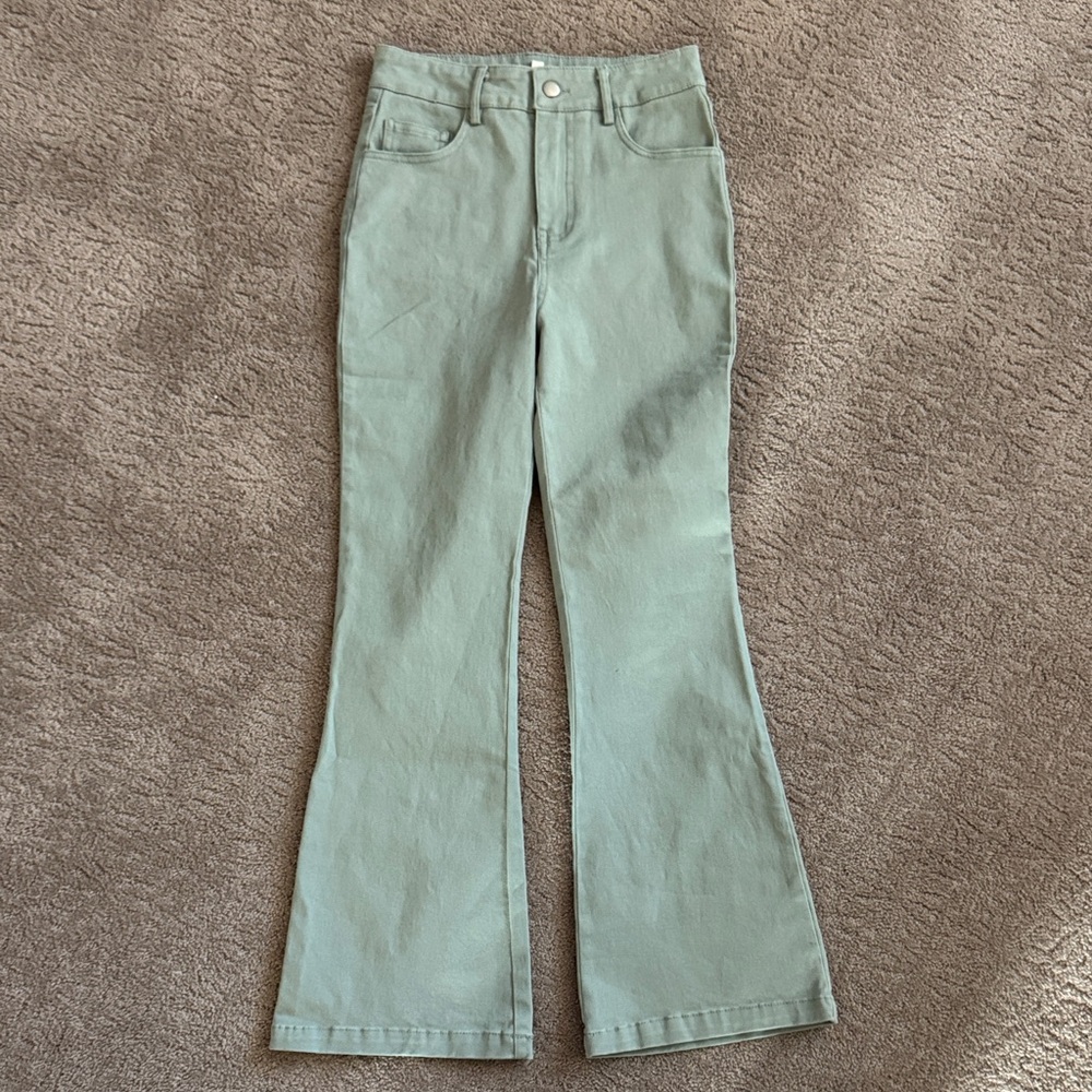 Mint Green Girls Flare Jeans